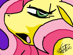 Size: 800x600 | Tagged: safe, artist:mr. zero, fluttershy, pegasus, pony, g4, close-up, floppy ears, lidded eyes, open mouth, solo