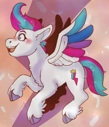 Size: 1547x1802 | Tagged: safe, artist:cinnamonsparx, zipp storm, pegasus, pony, g5, abstract background, cloven hooves, female, mare, smiling, solo
