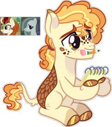 Size: 1838x2066 | Tagged: safe, artist:rickysocks, autumn blaze, marble pie, hybrid, kirin, g4, magical lesbian spawn, male, notepad, offspring, parent:autumn blaze, parent:marble pie, simple background, solo, transparent background