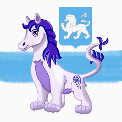 Size: 1000x1000 | Tagged: safe, artist:moorbeere, original species, pony, nation ponies, novgorod, ponified, republic of novgorod, russia, solo, white-blue-white flag