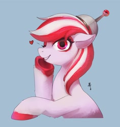 Size: 1930x2048 | Tagged: safe, artist:hosikawa, sugar moonlight, earth pony, pony, g5, adorasexy, beautiful, beautisexy, bust, cute, female, floating heart, hat, heart, hoof heart, mare, one eye closed, portrait, sexy, simple background, solo, underhoof, upside-down hoof heart