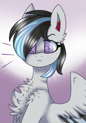 Size: 750x1064 | Tagged: safe, artist:moonert, oc, pegasus, pony, bust, chest fluff, eyelashes, frown, pegasus oc, solo, wings