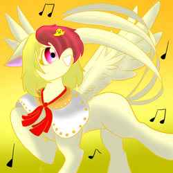 Size: 1200x1200 | Tagged: safe, artist:もものきち, pegasus, pony, female, mare, niwatari kutaka, ponified, singing, solo, touhou