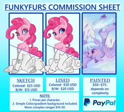 Size: 1500x1350 | Tagged: safe, artist:erieillustrates, cloudchaser, pinkie pie, earth pony, pegasus, pony, g4, advertisement, commission info