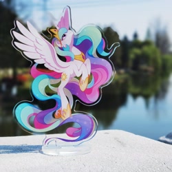 Size: 3072x3072 | Tagged: safe, artist:drtuo4, princess celestia, pony, g4, high res, hoof shoes, irl, jewelry, long mane, long tail, peytral, photo, princess shoes, regalia, slender, solo, spread wings, tail, thin, wings