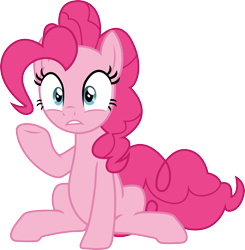 Size: 1942x1984 | Tagged: safe, artist:davidsfire, pinkie pie, earth pony, pony, g4, female, gritted teeth, hooves, mare, raised hoof, simple background, sitting, solo, transparent background, vector