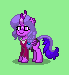 Size: 69x75 | Tagged: safe, artist:dematrix, oc, oc:mak dukun, kirin, pegasus, pony, pony town, clothes, female, green background, mare, pixel art, ripping clothes, saddle, simple background, solo, tack
