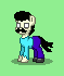 Size: 59x70 | Tagged: safe, artist:dematrix, earth pony, pony, pony town, clothes, facial hair, green background, herobrine, male, minecraft, moustache, mythology, pixel art, ponified, ripping clothes, shoes, simple background, solo, stallion, white eyes