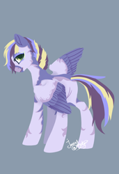 Size: 1200x1750 | Tagged: safe, artist:77jessieponygames77, oc, oc only, pegasus, pony, colored wings, female, gray background, mare, pegasus oc, signature, simple background, solo, two toned wings, wings