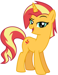 Size: 1024x1320 | Tagged: safe, artist:emeraldblast63, sunset shimmer, pony, unicorn, clip trot, g4, g5, my little pony: tell your tale, spoiler:g5, spoiler:my little pony: tell your tale, spoiler:tyts01e07, alternate hairstyle, short mane, simple background, solo, transparent background