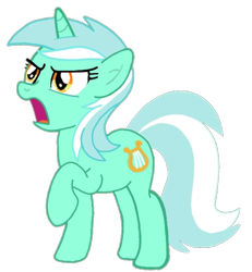 Size: 720x779 | Tagged: safe, artist:darlycatmake, edit, vector edit, lyra heartstrings, pony, unicorn, g4, angry, female, full body, glare, hooves, horn, lyra is not amused, mare, open mouth, raised hoof, serious face, simple background, solo, standing, tail, transparent background, unamused, vector