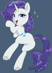 Size: 2507x3541 | Tagged: safe, artist:gakushuogawa, rarity, pony, unicorn, g4, blue background, butt, eyeshadow, featureless crotch, female, high res, horn, lidded eyes, looking at you, looking back, looking back at you, makeup, mare, open mouth, plot, rearity, simple background, solo