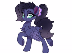 Size: 2700x2000 | Tagged: safe, artist:xvostik, oc, oc only, oc:kennel nightshade, pegasus, pony, chest fluff, eyebrows, female, high res, simple background, smiling, solo, white background