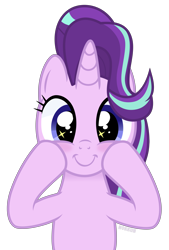 Size: 5000x7390 | Tagged: safe, artist:n0kkun, starlight glimmer, pony, unicorn, g4, absurd resolution, blushing, c:, cute, female, glimmerbetes, looking at you, mare, simple background, smiling, smiling at you, solo, starry eyes, transparent background, vector, wingding eyes