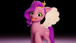 Size: 1280x720 | Tagged: safe, artist:skytail07, pipp petals, pegasus, pony, g5, 3d, blender, female, gradient background, mare, solo, tongue out