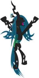 Size: 410x804 | Tagged: safe, artist:alltoasters, queen chrysalis, changeling, changeling queen, a canterlot wedding, g4, season 2, .svg available, bipedal, eyes closed, female, jumping, simple background, solo, transparent background, vector