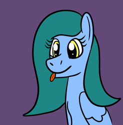 Size: 2047x2082 | Tagged: safe, artist:platinumdrop, oc, pegasus, pony, bust, high res, portrait, random pony, simple background, tongue out
