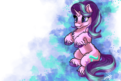 Size: 3000x2000 | Tagged: safe, alternate version, artist:stainedglasslighthea, starlight glimmer, pony, unicorn, g4, chest fluff, cute, female, fluffy, glimmerbetes, high res, sitting, solo, unshorn fetlocks, wallpaper