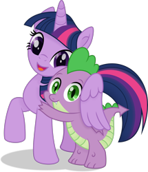 Size: 2908x3377 | Tagged: safe, artist:starcollider, gameloft, spike, twilight sparkle, alicorn, dragon, pony, g4, .svg available, cute, duo, female, full body, high res, hug, male, mare, open mouth, open smile, simple background, smiling, spikabetes, spikelove, svg, transparent background, twiabetes, twilight sparkle (alicorn), vector, winged spike, winghug, wings