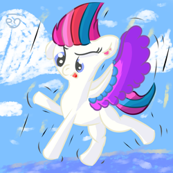 Size: 2000x2000 | Tagged: safe, artist:papacruda09, zipp storm, pegasus, pony, g5, cloud, falling down, flying, high res, practice background, practice drawing, simple background, solo, wings