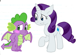 Size: 1159x832 | Tagged: safe, artist:cmara, rarity, spike, dragon, pony, unicorn, g4, female, male, ship:sparity, shipping, straight, winged spike, wings