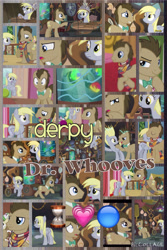 Size: 1200x1800 | Tagged: safe, artist:princessemerald7, derpy hooves, doctor whooves, hayseed turnip truck, time turner, earth pony, pegasus, pony, g4, season 5, slice of life (episode), collage, female, male, mare, ship:doctorderpy, shipping, stallion, straight