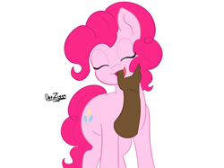 Size: 4098x3072 | Tagged: safe, artist:datzigga, pinkie pie, earth pony, human, pony, dark skin, disembodied hand, eyes closed, female, finger in mouth, hand, human male, human male on mare, human on pony action, interspecies, male, mare, open mouth, open smile, simple background, smiling, straight, white background