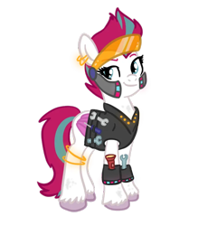 Size: 768x799 | Tagged: safe, artist:sjart117, zipp storm, pegasus, pony, ask the mane 11, g5, colored, cyberpunk, future queen, mechanic, older sister, permission given, princess, royalty, screwdriver, simple background, smiling, solo, transparent background, wrench