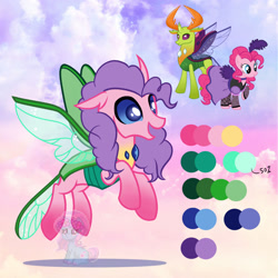 Size: 1280x1280 | Tagged: safe, artist:shiee-artopia223, pinkie pie, thorax, changedling, changeling, pony, g4, base used, clothes, dress, female, fusion, fusion:pinkie pie, fusion:thorax, king thorax, male, mare, saloon dress, saloon pinkie, smiling