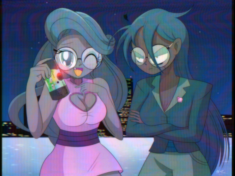 2862117 - safe, artist:theratedrshimmer, queen chrysalis, human, canterlot  wedding 10th anniversary, equestria girls, idw, reflections, spoiler:comic,  '90s, 90s anime, adorasexy, aesthetics, anime, anime style, annoyed,  breasts, busty queen chrysalis ...