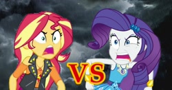 Size: 1371x720 | Tagged: safe, rarity, sunset shimmer, human, equestria girls, equestria girls specials, g4, my little pony equestria girls: better together, my little pony equestria girls: forgotten friendship, my little pony equestria girls: rollercoaster of friendship, 2018, meltdown, rageset shimmer, rarirage, rarisnap, yelling
