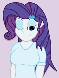 Size: 1968x2599 | Tagged: safe, artist:rugalack moonstar, rarity, human, equestria girls, g4, female, one eye closed, simple background, smiling, solo, wink