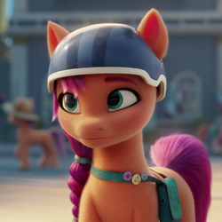 Size: 800x800 | Tagged: safe, screencap, sunny starscout, earth pony, pony, g5, my little pony: a new generation, cropped, female, helmet, mare