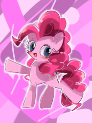 Size: 768x1024 | Tagged: safe, artist:pnpn_721, pinkie pie, earth pony, pony, female, looking at you, mare, pink background, simple background, solo