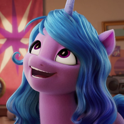 Size: 700x700 | Tagged: safe, screencap, izzy moonbow, pony, unicorn, g5, my little pony: a new generation, cropped, female, mare, open mouth, smiling, solo