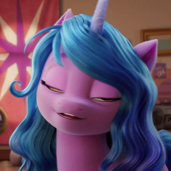 Size: 700x700 | Tagged: safe, screencap, izzy moonbow, pony, unicorn, g5, my little pony: a new generation, spoiler:my little pony: a new generation, cropped, faic, female, great moments in animation, mare, mid-blink screencap, solo