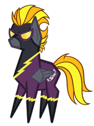 Size: 3069x4096 | Tagged: safe, artist:justapone, oc, oc only, oc:blaze (shadowbolt), pegasus, pony, big eyes, clothes, colored, costume, male, pegasus oc, pointy ponies, shadowbolts, shadowbolts costume, simple background, solo, stallion, transparent background, wings