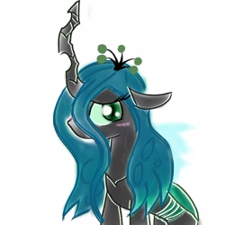 Size: 2048x2048 | Tagged: safe, artist:tiga mega, queen chrysalis, changeling, changeling queen, g4, female, high res, looking at you, mare, simple background, solo, white background