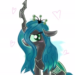 Size: 2048x2048 | Tagged: safe, artist:tiga mega, queen chrysalis, changeling, changeling queen, g4, crown, female, heart, high res, jewelry, looking at you, mare, regalia, simple background, solo, white background