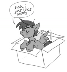 Size: 1410x1508 | Tagged: safe, artist:lunnita_pony, oc, oc only, pegasus, pony, box, eyes closed, open mouth, pony in a box, solo