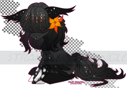 Size: 2544x1760 | Tagged: safe, artist:strangle12, oc, oc only, earth pony, pony, base used, earth pony oc, flower, flower in hair, hair over eyes, simple background, transparent background