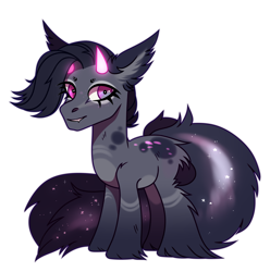 Size: 3000x3020 | Tagged: safe, artist:strangle12, oc, oc only, pony, base used, ear fluff, ethereal mane, eyelashes, glowing, glowing horn, high res, hoof fluff, horn, horns, simple background, smiling, solo, starry mane, white background