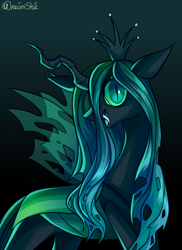 Size: 2036x2800 | Tagged: source needed, safe, artist:neonishe, queen chrysalis, changeling, changeling queen, pony, canterlot wedding 10th anniversary, g4, crown, female, high res, jewelry, looking at you, regalia, solo