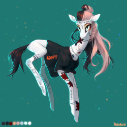 Size: 1920x1920 | Tagged: safe, artist:pessadie, oc, oc only, earth pony, pony, body writing, clothes, earth pony oc, female, green background, mare, simple background, solo, tattoo