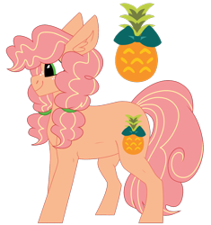 Size: 1395x1482 | Tagged: safe, artist:moonert, oc, oc only, earth pony, pony, ear fluff, earth pony oc, female, food, mare, pineapple, simple background, smiling, solo, transparent background
