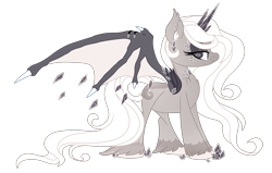 Size: 2312x1471 | Tagged: safe, artist:lupulrafinat, oc, oc only, alicorn, bat pony, bat pony alicorn, pony, alicorn oc, bat wings, bedroom eyes, eyelashes, female, hoof fluff, horn, simple background, smiling, solo, transparent background, wings