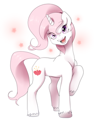 Size: 1000x1299 | Tagged: source needed, safe, oc, oc only, oc:candy blossom, pony, unicorn, cute, ponytail, simple background, solo, white background