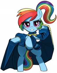 Size: 1830x2324 | Tagged: safe, alternate version, artist:_ton618_, rainbow dash, pegasus, pony, g4, alternate hairstyle, belly, bipedal, clothes, exposed belly, female, gameloft interpretation, lidded eyes, mare, ponytail, sexy, simple background, solo, stupid sexy rainbow dash, white background, wide hips