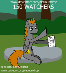 Size: 1441x1600 | Tagged: safe, artist:platinumdrop, princess luna, oc, oc:platinumdrop, pegasus, pony, g4, deviantart, doodle, ko-fi, milestone celebration, patreon link