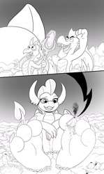 Size: 1280x2141 | Tagged: safe, artist:rai-kun, garble, princess ember, smolder, dragon, g4, between toes, brother and sister, canyon, destruction, dragon lands, dragoness, feet, female, fetish, foot focus, gentle, giantess, giga, lava, macro, male, mega, mountain, paws, perspective, playful, scenery, scepter, siblings, toes, volcano